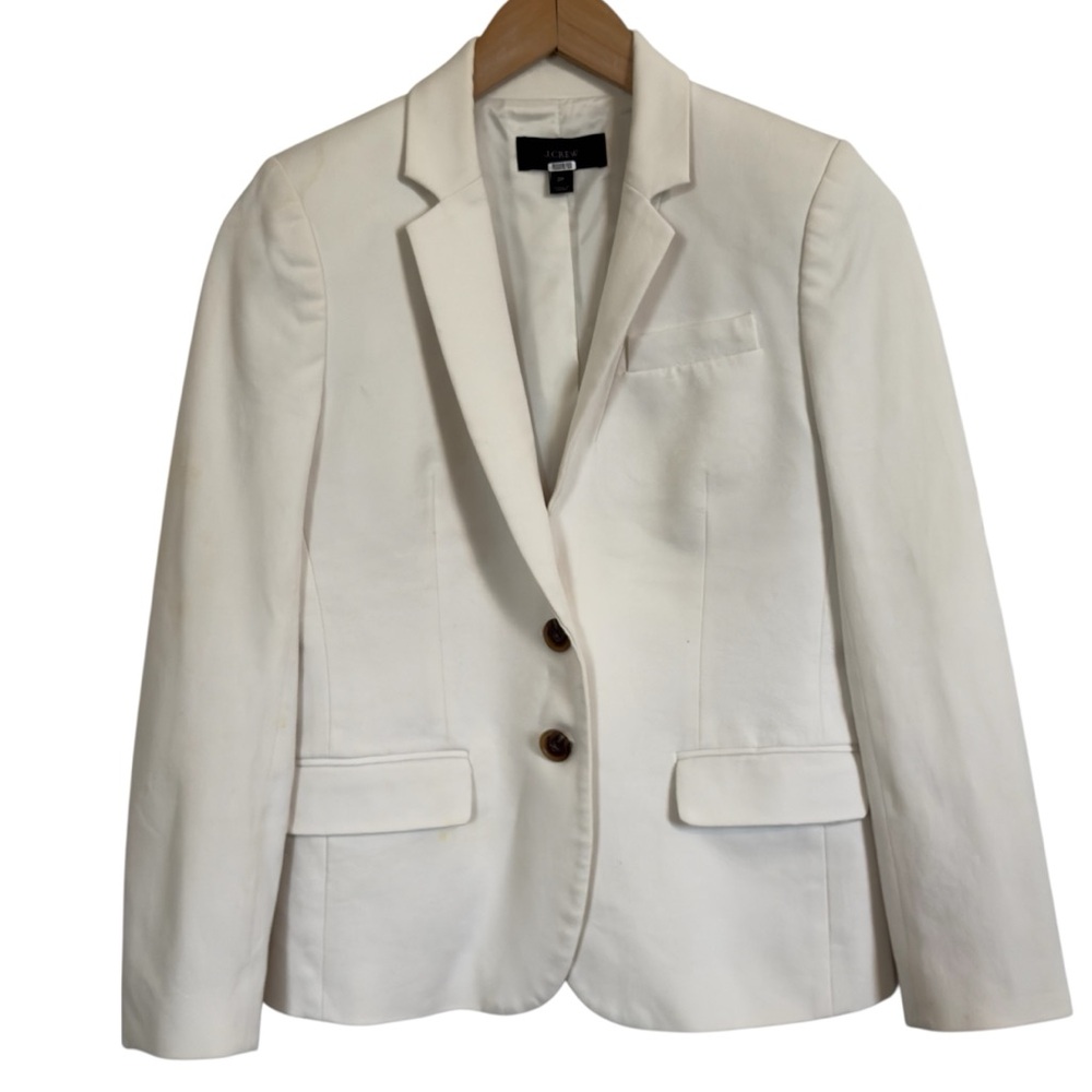 J. Crew Classic Two Button Off- White Blazer Cotton Blend- Women’s size 2P